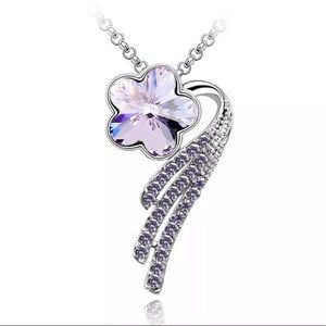 New-Purple Rhinestone Crystal Pendant Necklace